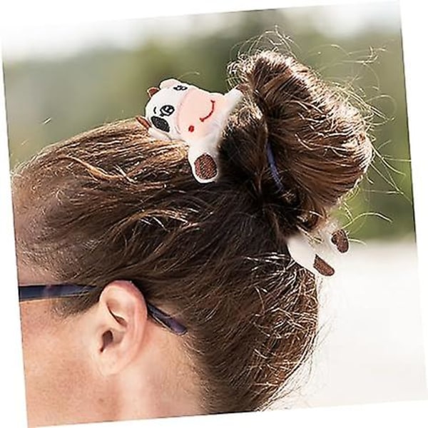 6 stk. Tegneserie Plys Hårring Elastiske Hårbånd Hår Fluff Plys Kanin Hårelastikker Dyre Hårelastikker Hvid Pink 11-19,5 cm