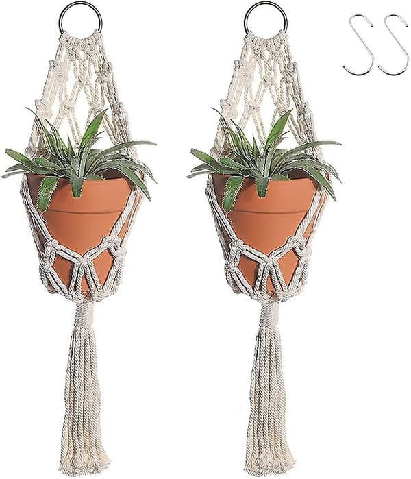 Boho Macrame Plant Hængere Med Loftkroge