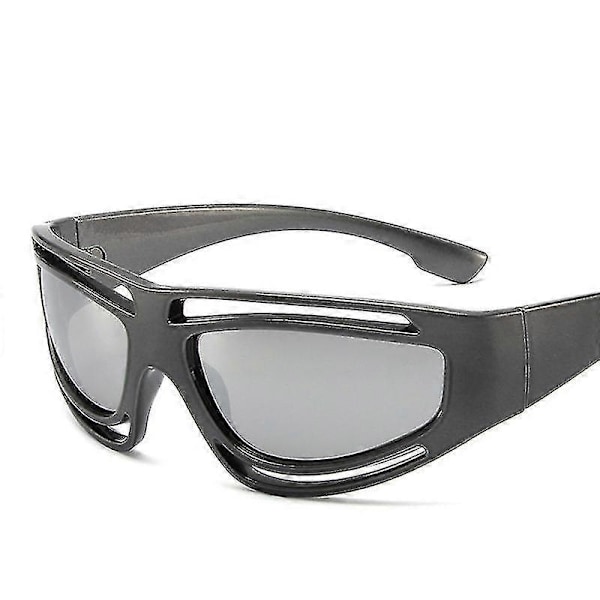 Exklusiva Sportglasögon Solglasögon för Kvinnor och Män 2023 Trendiga Solglasögon Lyxig Vintage Punk Uv400 Ihåliga Solglasögon Gun Silver