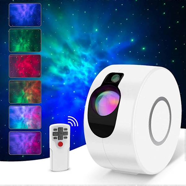 Galaxyprojektor Stjärnprojektor med LED-nebulamoln 2-i-1 Himmelljusprojektor med fjärrkontroll 360-graders rotation för barn vuxna sovrum White