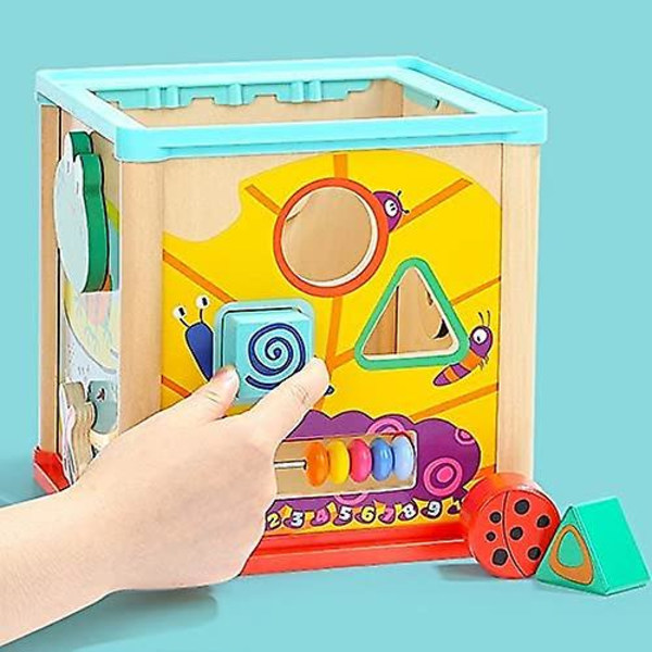 Träaktivitetskub för barn 5 i 1 Aktivitetsblock Utvecklande pedagogiska leksaker i trä Pärlformade labyrintsorteringsspel Aktivitetscenter för pojkar
