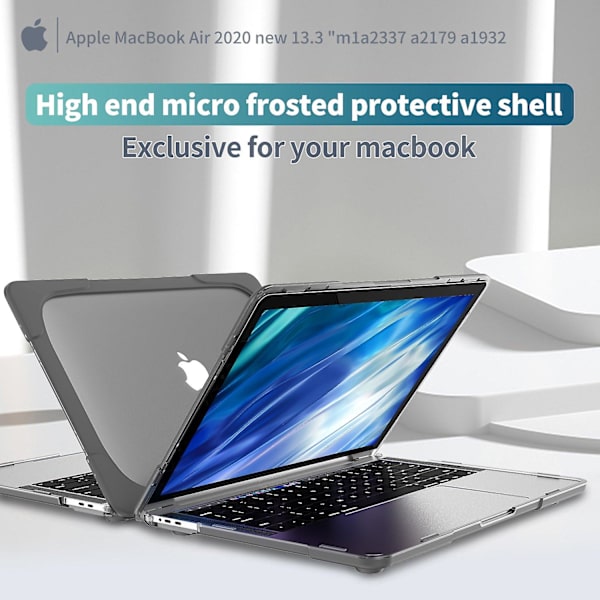 PC-läppärikotelo jalustalla MacBook Air 13\" A1932/A2179/A2337 -malleille, Suojaava kannettavan tietokoneen suojus Grey