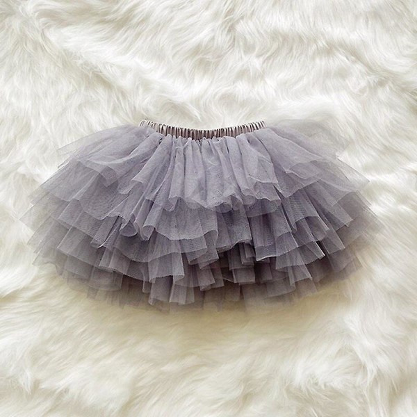 Fashion baby flickor tutu fluffig kjol prinsessa balett dans tutu mesh kjol barn tårta kjol söta flickkläder Gray 100