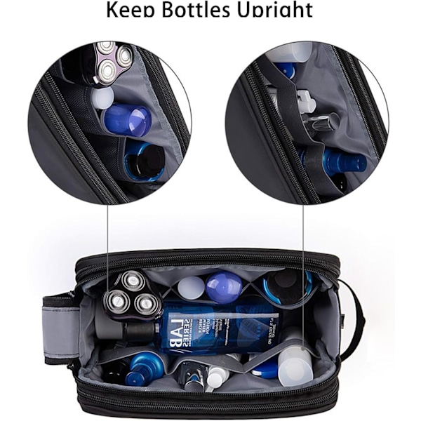Toalettsats för Män, Vattentät Stor Tvålväsk Shaving Dopp Kit, Vattentät Kosmetisk Black