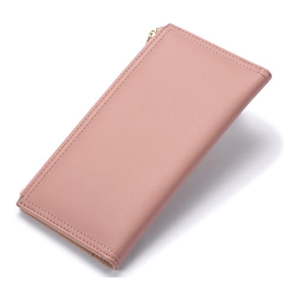 Stilfuld Lang Lynlåspung Dame PU Læder Clutch Taske Multi Kort Slots Pung Light Grey