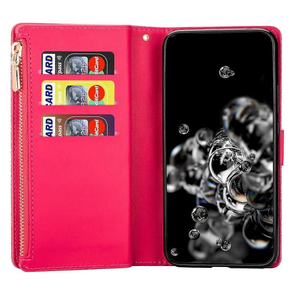 Läderfodral med dragkedja och plånbok för Samsung Galaxy A35 5G med vikbart stativ