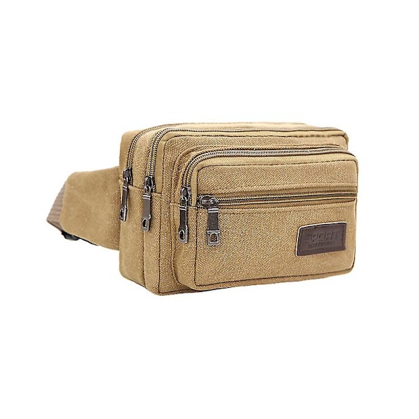 Bältesväska - 4 Canvas-fack Olika färger Khaki
