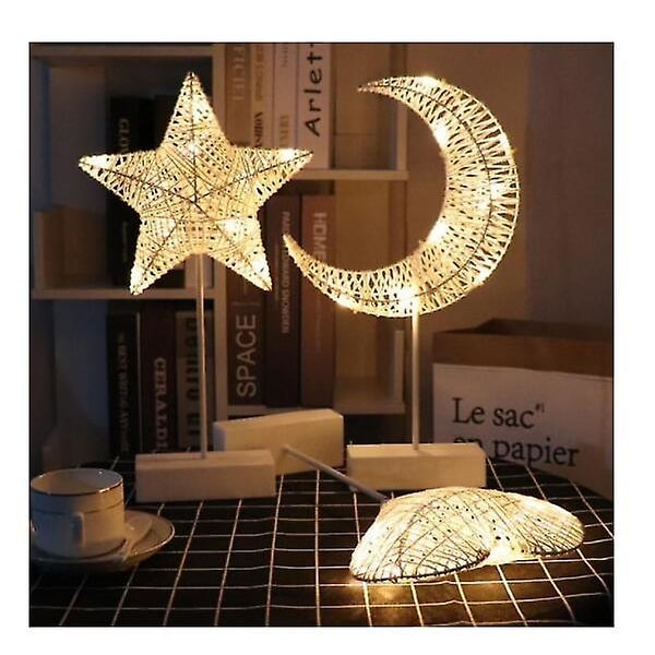 LED Stjerne Rattan Hul Form Bordlampe Juledekoration size4