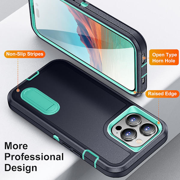 Deksel Kompatibelt Med Iphone 15 Pro Max, Kraftig Militær Anti-fall Beskyttelsesdeksel Med Usynlig Støtte Black-Orange For iPhone 15 Pro Max