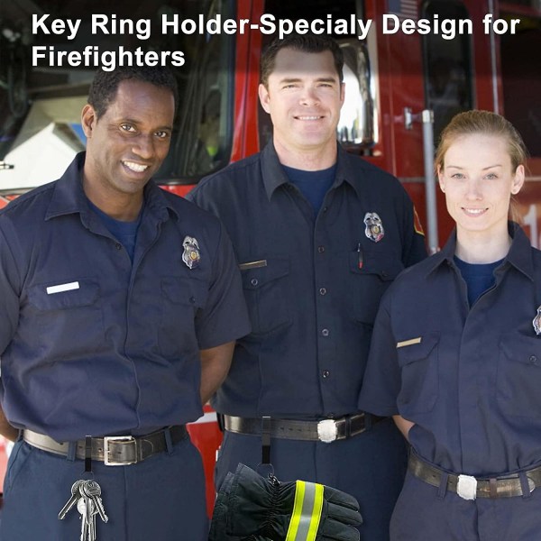 3-pack bältesnyckelhållare, nyckelhållare i rostfritt stål för bälte med avtagbar nyckelring, bältesnyckelklämma för polishandicuff/brandmyndigheter/lagsbekämpning