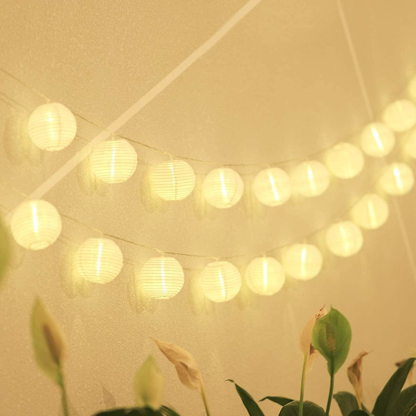 6,5 m LED-lyktor ljusslingor utomhus, 30 LED-ljusslingor trädgårdslyktor dekoration - varmvit