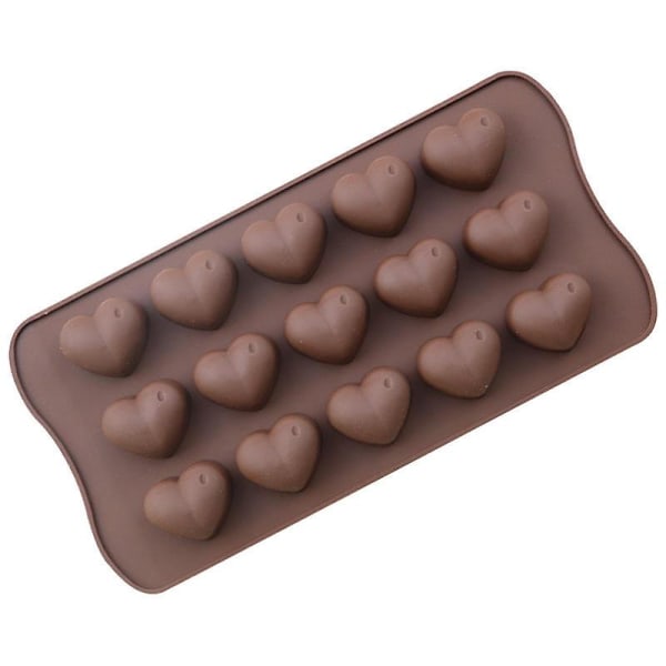 Bamutu Hjerte Silikone Chokoladeform 2 Stykker 15-hulrums Hjerteformet Chokoladeform Non-stick Silikone Slikforme Håndlavede DIY Voks Smelteforme Valen