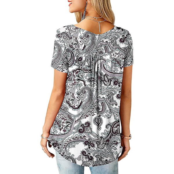 Damtröjor volang lös knapp upp tunika toppar för kvinnor Whitepaisley XL