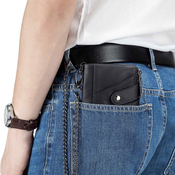 Retro Top-Layer Ko Læderpung RFID Blokerende Kortopbevaringspose Black