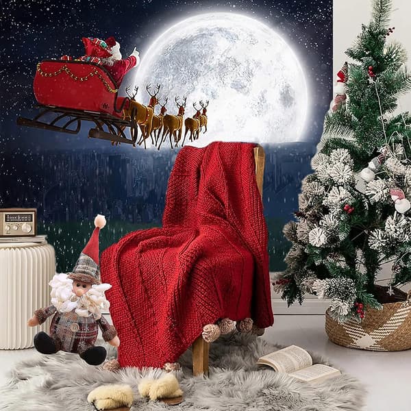 Julväggbonad, tomte och älg, estetisk väggbonad för sovrum, vardagsrum, 60 x 50 tum (älg)