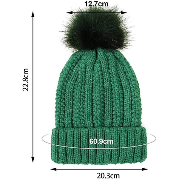 Kvinnors stickade mössa med satin foder Pom Pom vinter varm mössa Bobble hatt