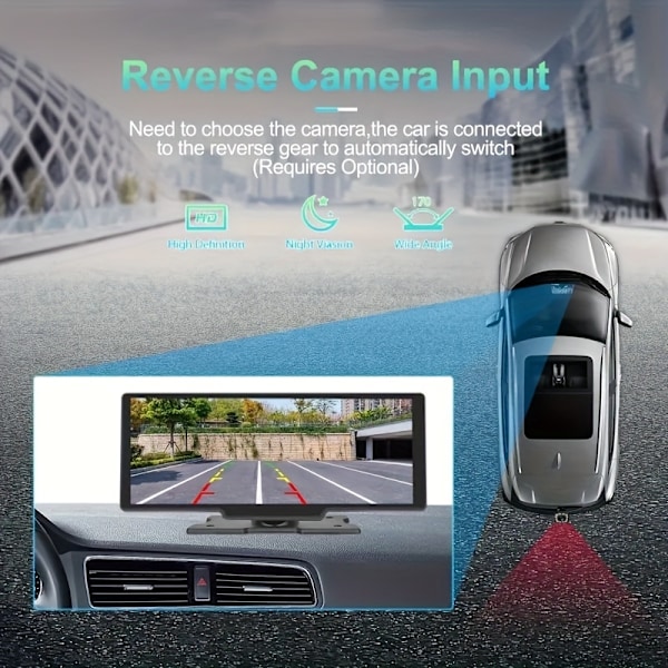 1 stk. 10,26 tommer Bakspejlsskærm til Bil Carplay Android Auto Trådløs Forbindelse Multimedia Videoafspiller GPS Navigation Instrumentbræt