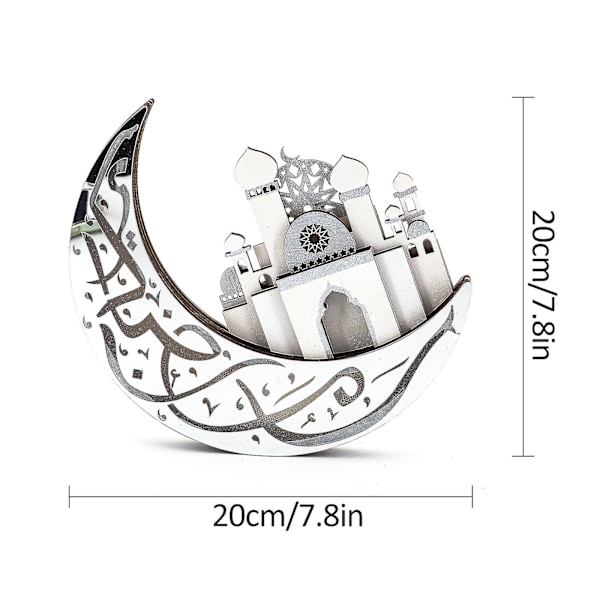 15 % rabatt Mubarak Ramadan Eid Moonlight Night Light, klassisk muslimsk islamisk Eid hantverkslampa Silver