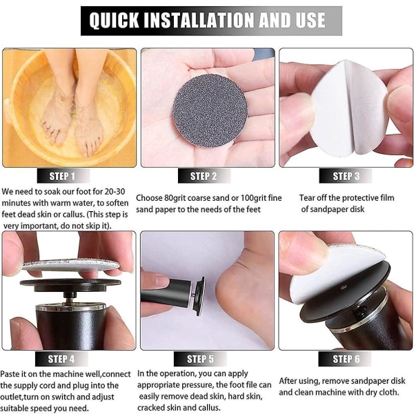 Elektrisk fotfil Callus Remover Professionell Justerbar Hastighet Callus Shaver Torr Hård Hud Calluses black