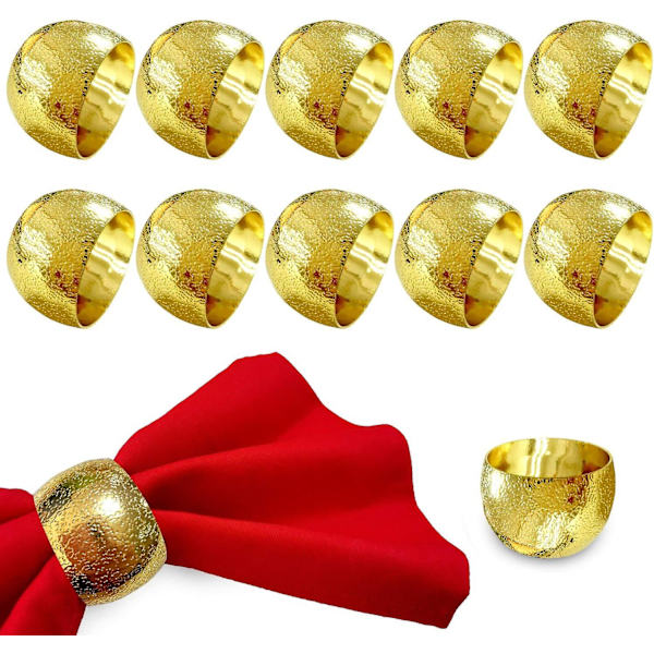 Guld Servettringar Set Om 12, Metall Servettring, Tacksägelse Servettringar Guld Servetthållare För Bröllopsfest Middag Jul Bordsdekoration (12 Stk Gol