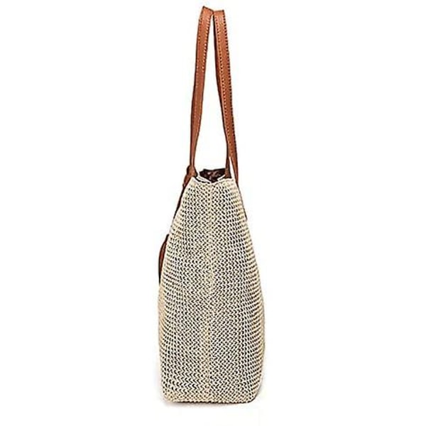 Kvinnors semester stil Tote Bag Stor kapacitet Strandväska Halm vävd shopping