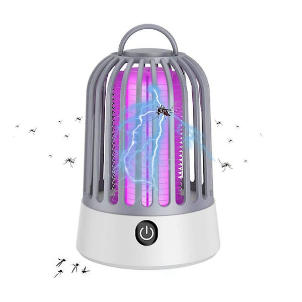 Myggdreperlampe, Bærbar Myggfanger, UV-myggfelle, Myggdreper med Plugg, For Soverom, Kjøkken, Kontor (grå)