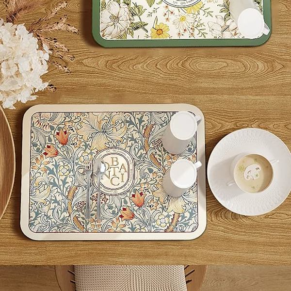Fantasistyle avrinningsmatta, diskavrinningsmatta absorberande mjuk diatoméjord halkfri gummisula avrinningsplatta snabbtorkande avrinningsmatta B 40x50cm