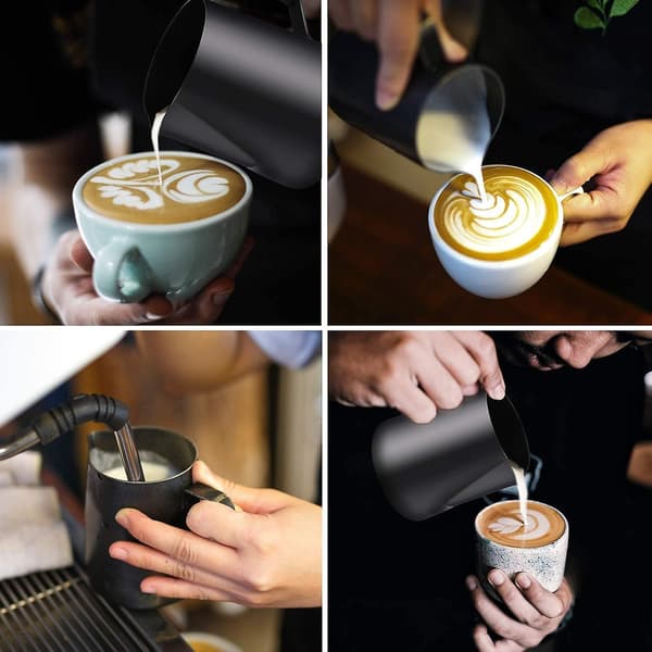 Sort Mælkekande til Kaffemaskiner - Rustfrit Stålkande