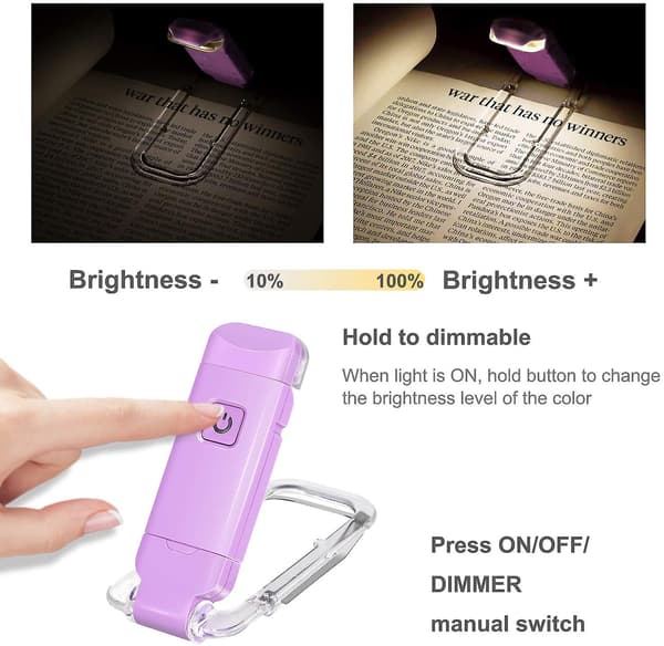 Oppladbar Boklampe, Clip On LED Leselys