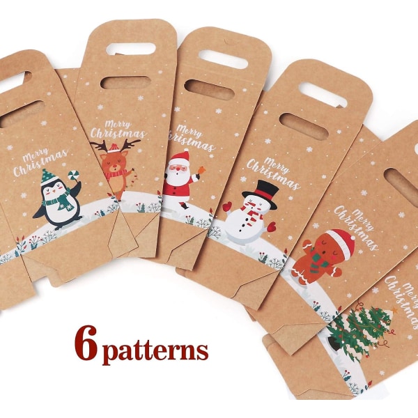 Kraftpapir Gaveposer Med Håndtak, Pakke Med 24 Julepapirposer Gaveposer - Juleposer Sjokolade Godteri Organiserings Gaveeske Til Jul Bursdag 12 pieces