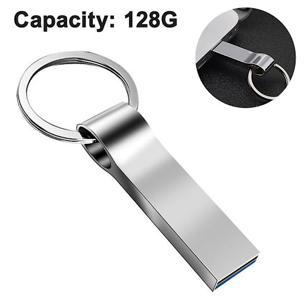 Flash-enhet USB-minnen 2.0 för dator/laptop, extern datalagringsenhet, minneskort, lagring för lagring av foto/video/musik/fil silver grey 128GB