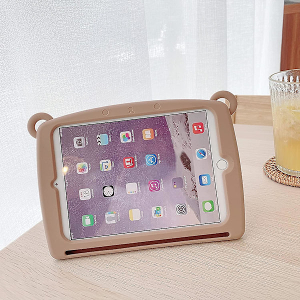 Silikonbjörn iPad-tablettskydd med stressreducerande sensorisk design, fällbart stativ och pennhållare för iPad Mini 1 2 3 4 5 6 9.7\" 10.2\" 10.5\" 10.9\" 2