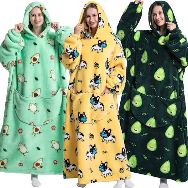 Stor och varm sport-hoodie, oversized tröja, Lazy hoodie plus långa hemmakläder A013