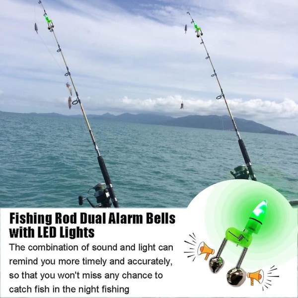 Fiskeklockor med lampor 20 st led nattfiskeljus 10 st fiskespö beteslarmklocka