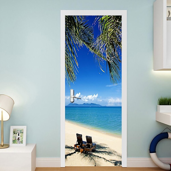 Styles 95x215cm 3D Dørklistremerke Vinkjeller Fototapet Trompe L'oeil Veggklistremerker PVC Vanntett Tapet For Soverom Baderom Kjøkken Dekor D