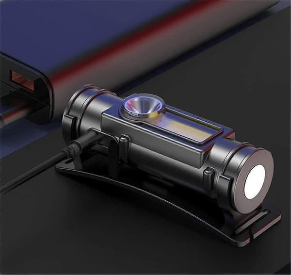 Sett med 2 18650 COB LED hodelykter med USB-oppladbart batteri