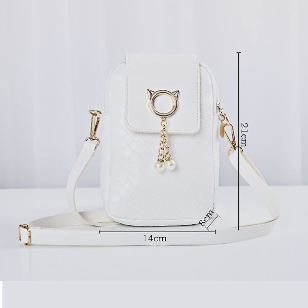 Mini crossbody taske til kvinder i PU læder, acsergery dame lynlås telefon taske
