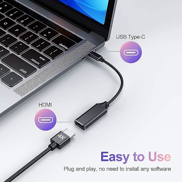 Usb C til HDMI Adapter 4k til Mac Os, Kompatibel med Macbook Pro 2019 - 5 Pak