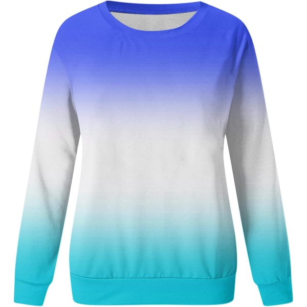 Dam med rund hals, färgblock/solid sweatshirts Toppar Långärmad Casual Pullover Söt lättvikts lösa toppar m6 blue Large