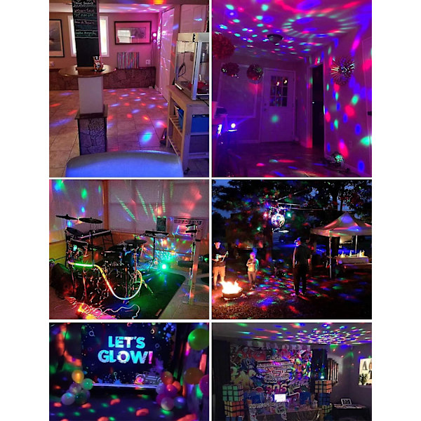 Lydaktiverte partylys med fjernkontroll DJ-belysning, discokule strobelys 7 moduser scenelys for hjemmedansefester Halloween jul