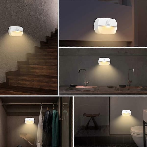Set med 6 LED-vägglampor med batteridriven rörelsesensor för garderob, trappor, hall, kök, sovrum