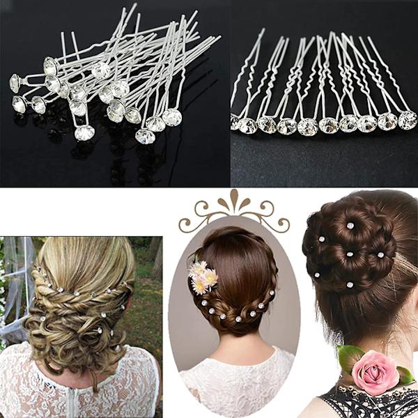 40-pack Acsergery bröllopshårnålar med strass, hårnålar med blommor