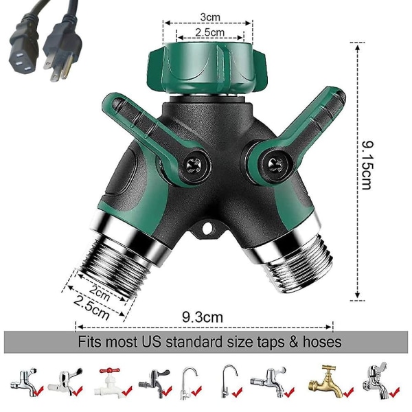 2-vägs Y-slangkoppling, trädgårdskrandelare i metall green