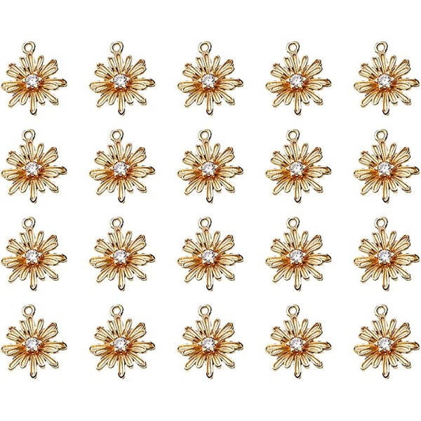 20 st Acsergery Present Legering Emalj Blommor Berlocker Diamante Hängen Daisy Flower