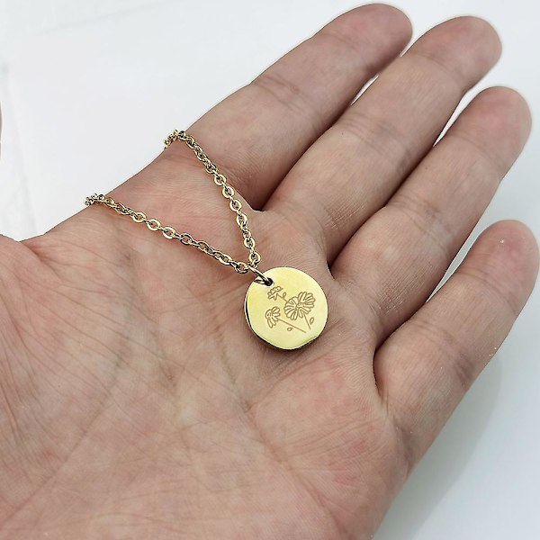 Runt mynt halsband, titanstål snidade blommor, små hängen presenter style4