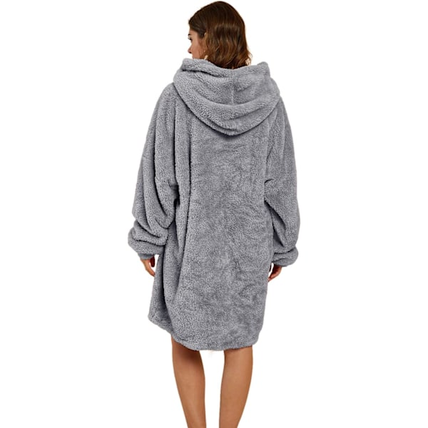 Herr & Dam Wearable Plädtröja Fuzzy Sherpa Oversized Mysig Tröja med Huva Jätte Stor Fick Pläd med Ärmar Grå, Stor Green