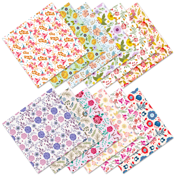 Kartongkipaperi 6\"x6\", 48 arkkia Leikekirjapaperityyny Yksipuolinen Kukka-kasvikuvioinen paperipakkaus, 12 mallia