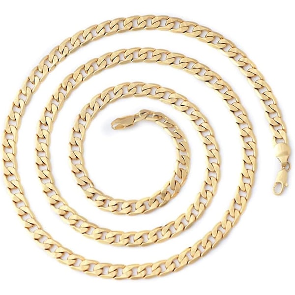 14k Guldbelagt Diamantslebet Herre Cuban Link Kæde Halskæde Hip-hop Guldkæde Til Mænd Kvinder 7mm 18/20/24/30 Tommer