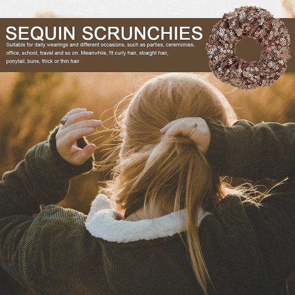 6 stk. Sequin Scrunchies Glitter Hår Elastikker Hestehaleholdere Jule Sequins Hår Random color