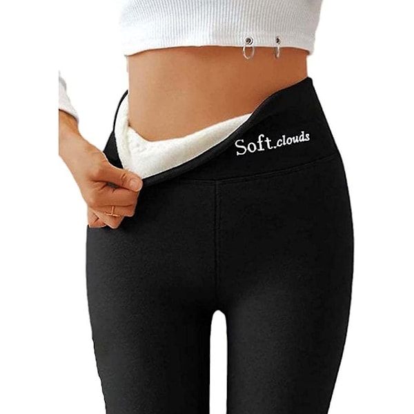 Tjockade lammullsleggings - Termoleggings med hög midja och fleecefoder